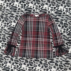 Charter Club Red and Black Plaid Top